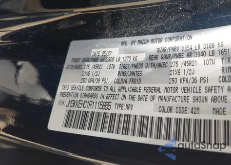 2024 Mazda Cx-90 3.3 Turbo S Premium Plus из США, поврежденный, VIN JM3KKEHC1R1115865